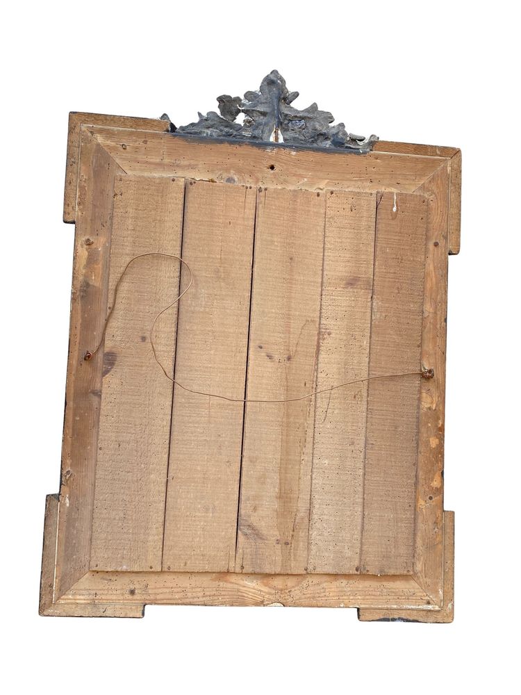 Miroir Napoléon III en Bois Noir et Doré,  XIXème, 60cm x 82cm