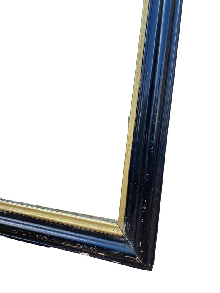 Grand Miroir en bois Noir et Doré, d'époque Napoléon III, Style Louis Philippe, 62cm x 90cm