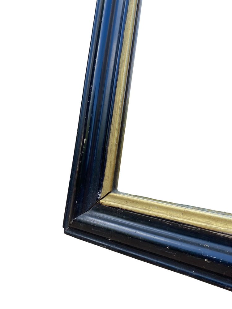 Grand Miroir en bois Noir et Doré, d'époque Napoléon III, Style Louis Philippe, 62cm x 90cm