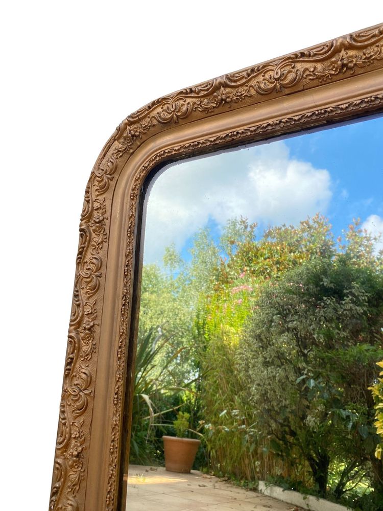 Miroir Louis Philippe en Bois Stuqué et Doré - XIXème - 57cm x 80cm