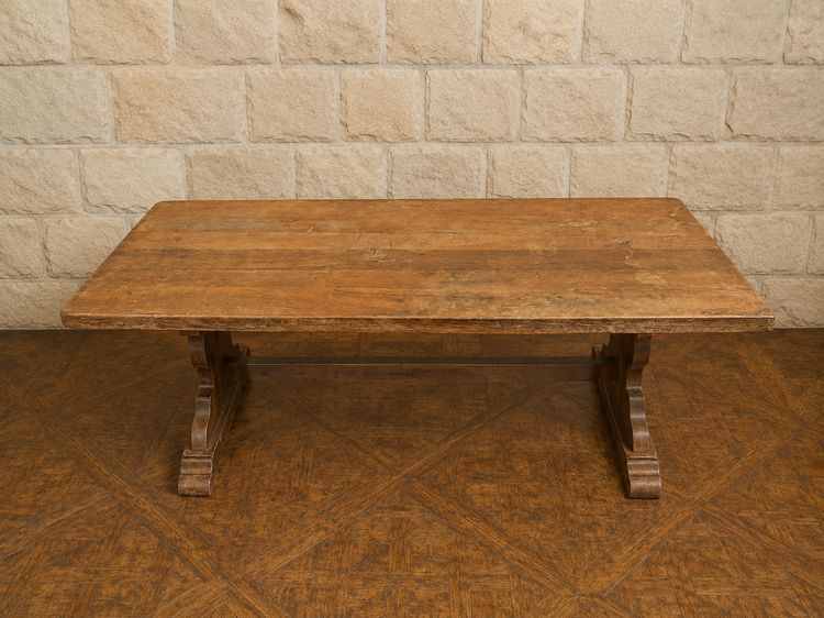 Large solid oak farmhouse table – early 20th century