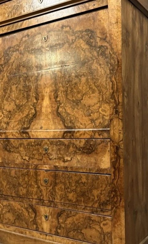 Walnut burl drop-leaf desk – Louis-Philippe period, 19th century