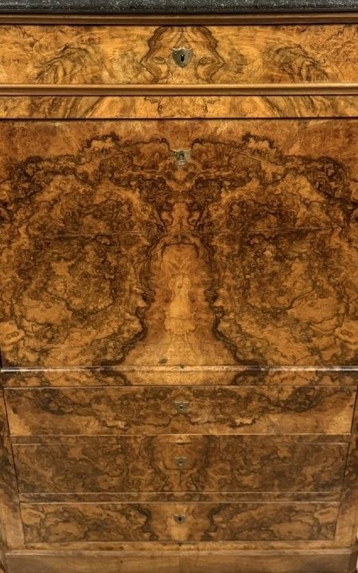 Walnut burl drop-leaf desk – Louis-Philippe period, 19th century