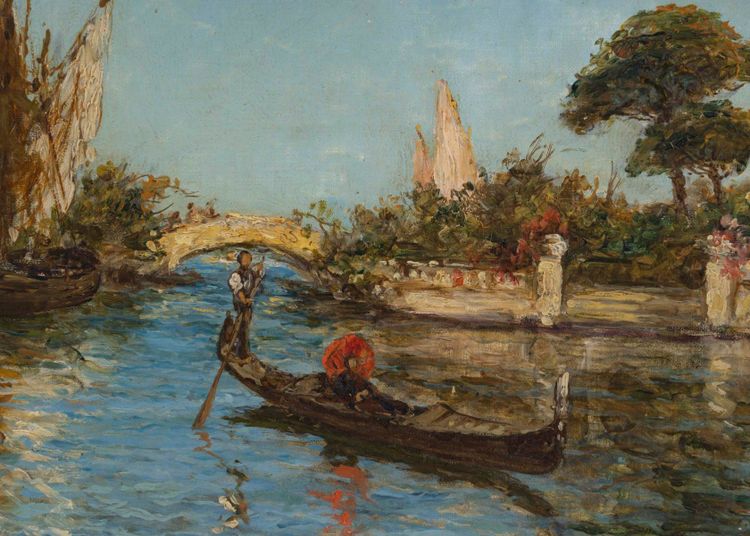 Vue de Venise Huile sur toile Signée Cousin , XIXe siècle