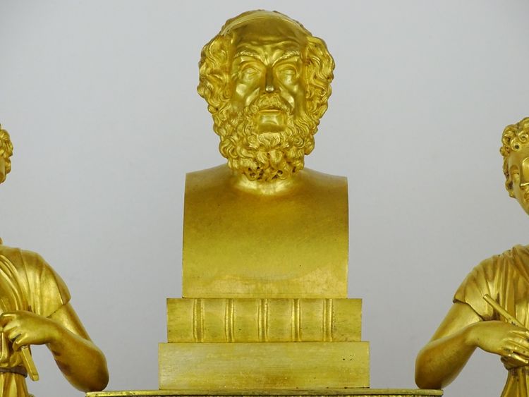 Important Allegorical Clock from the School of Decorative Arts—Empire Period—Two Figures