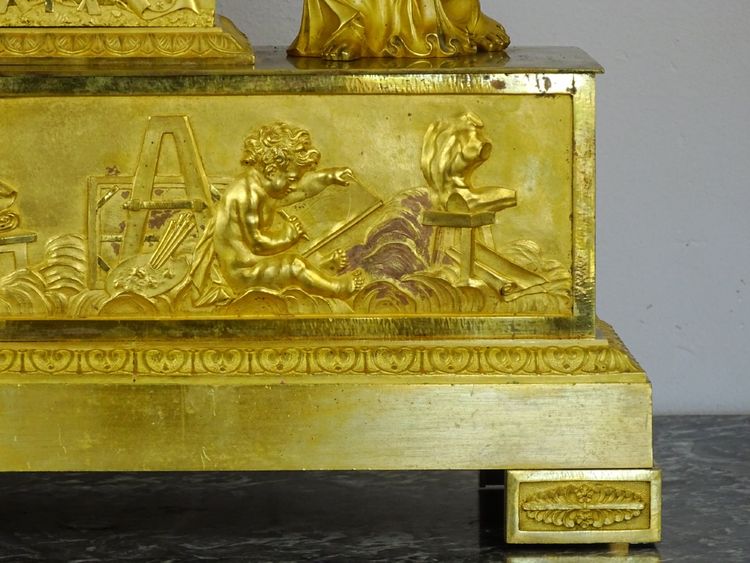 Important Allegorical Clock from the School of Decorative Arts—Empire Period—Two Figures
