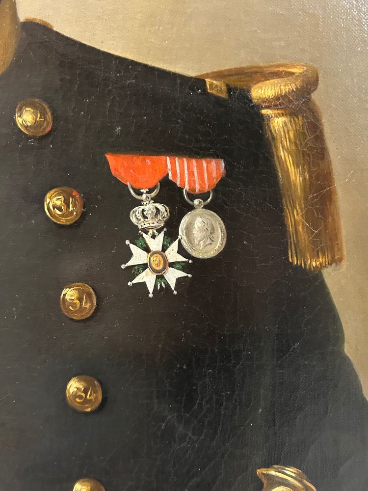 Portrait d’officier militaire à la légion d’honneur du second empire vers 1850 Napoléon III 