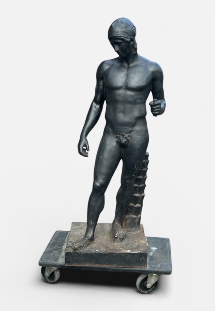 Gladiateur casqué - importante sculpture en fonte d’après l’antique début XXème - Déco jardin 