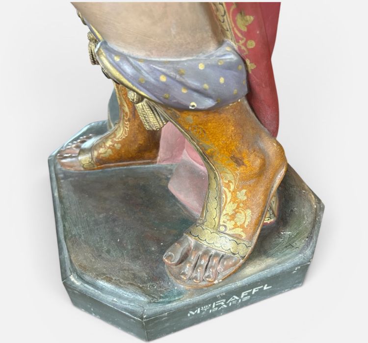 Importante sculpture d’église ou de chapelle en plâtre polychrome - Saint Martin 112 cm