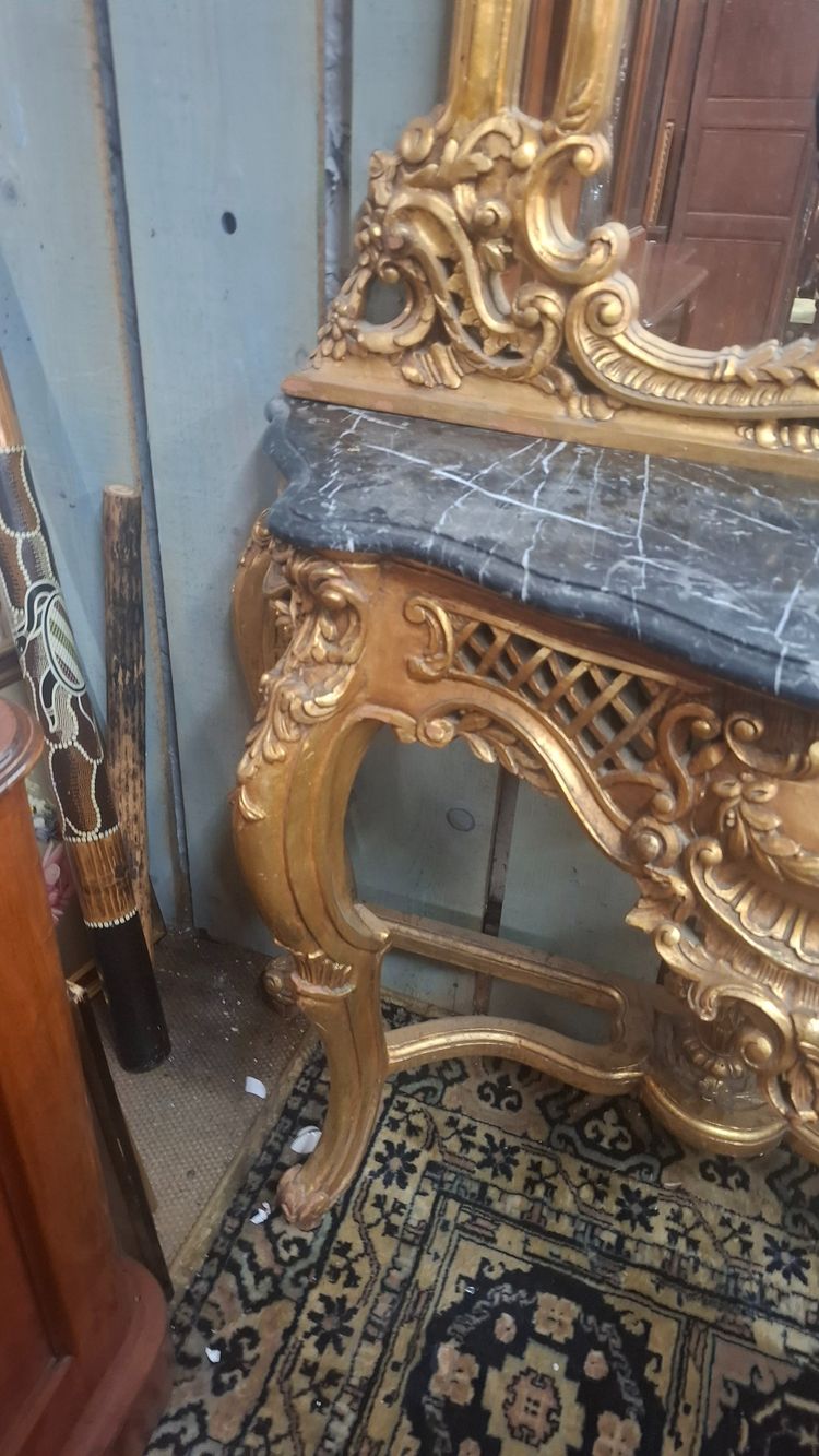 Ensemble miroir et console de style Louis xv