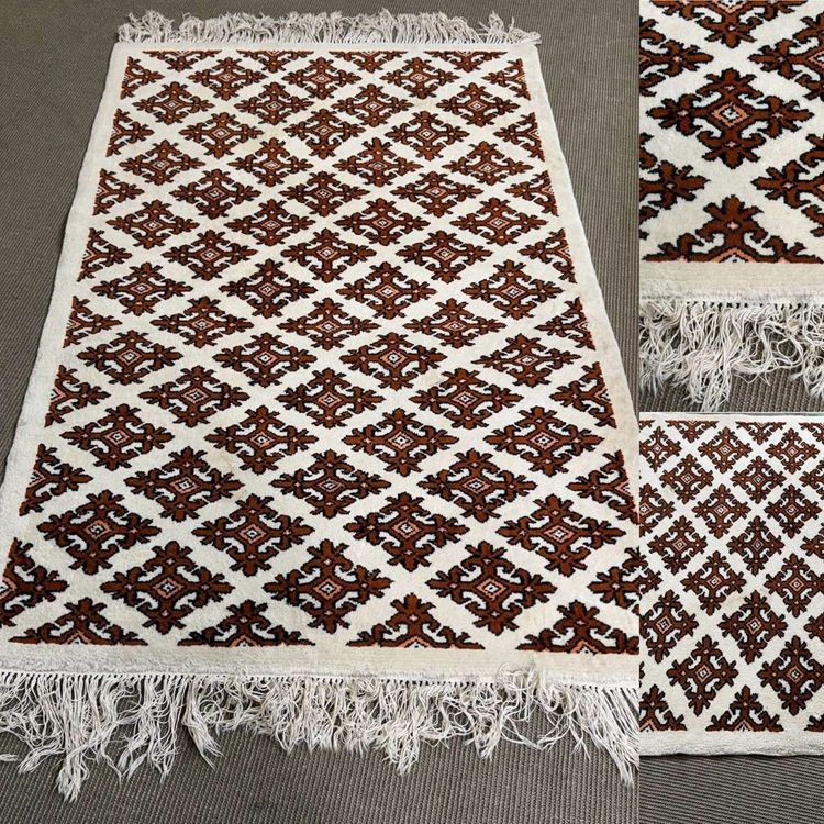 Tapis tunisien en laine fait main - 1m74x1m11.