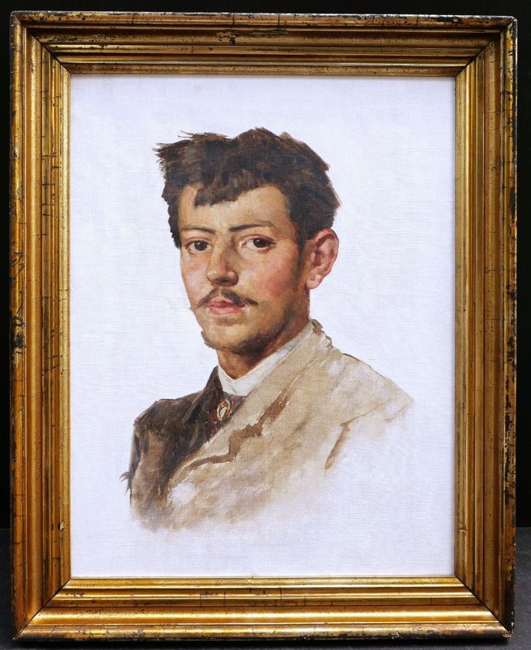 École ESPAGNOLE fin XIXème siècle, Portrait de jeune homme sur fond blanc, tableau