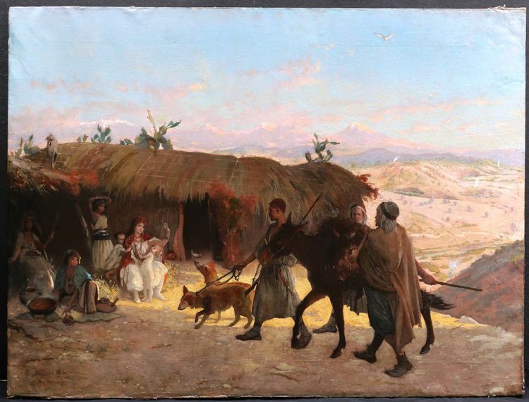 Eugène GIRARDIN, Kabylen auf dem Rückweg von der Jagd in Algerien, orientalistisches Gemälde (GROSSFORMAT)
