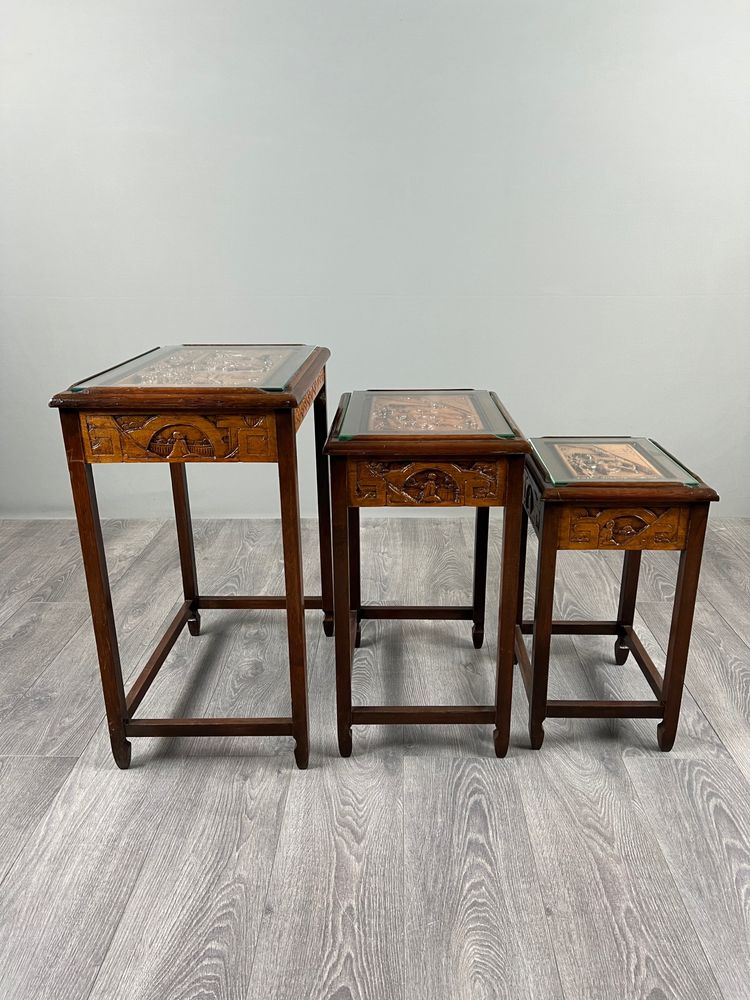 Set Of Three Nesting Tables In The Chinoiserie Style, 20th Century