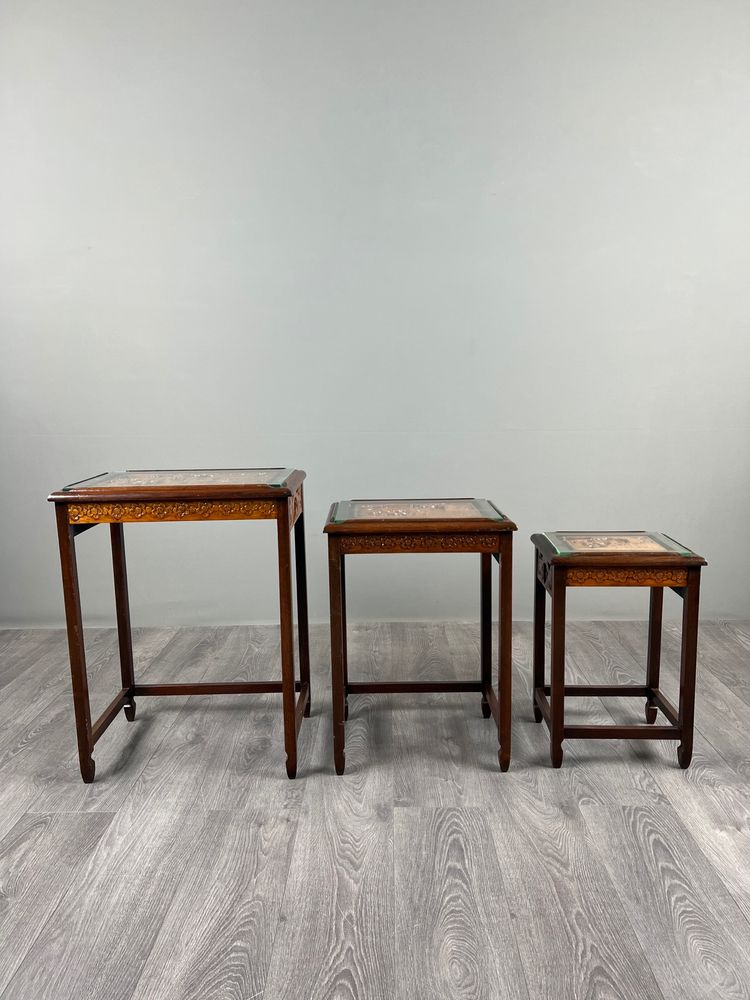 Set Of Three Nesting Tables In The Chinoiserie Style, 20th Century