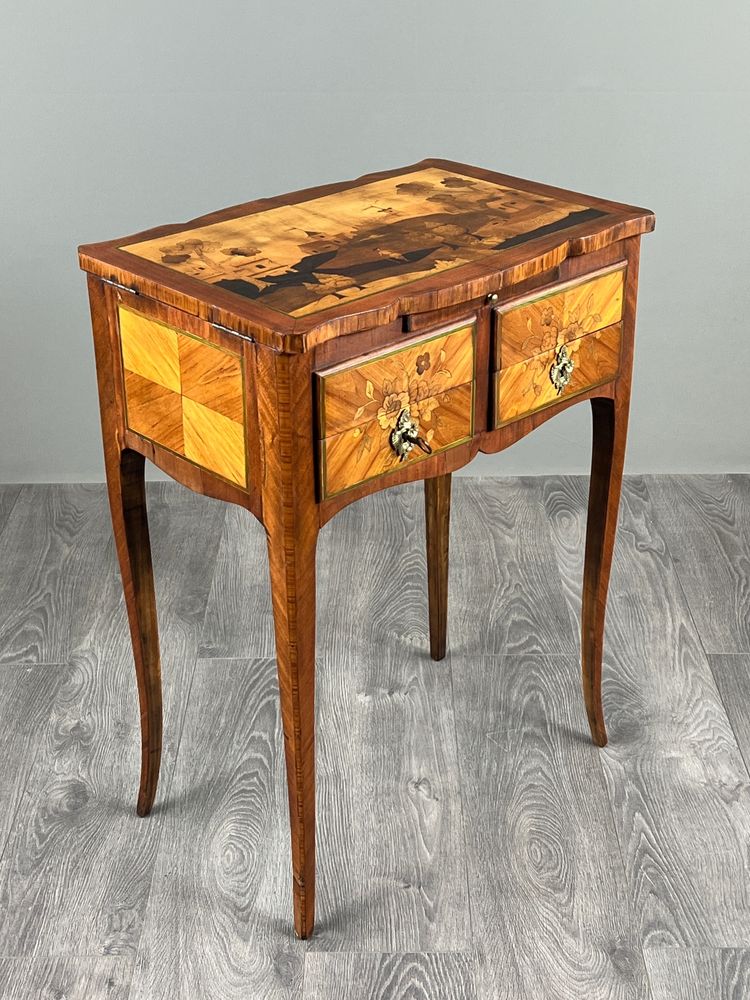 Louis XV-style Marquetry Sewing Table, 20th Century