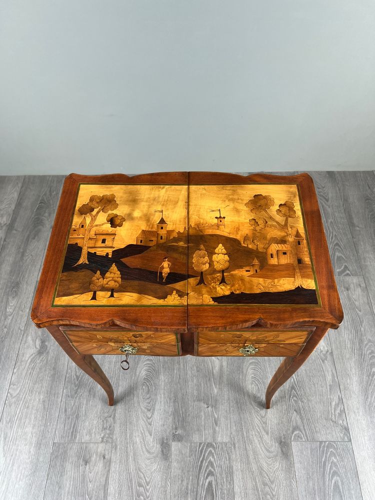 Louis XV-style Marquetry Sewing Table, 20th Century
