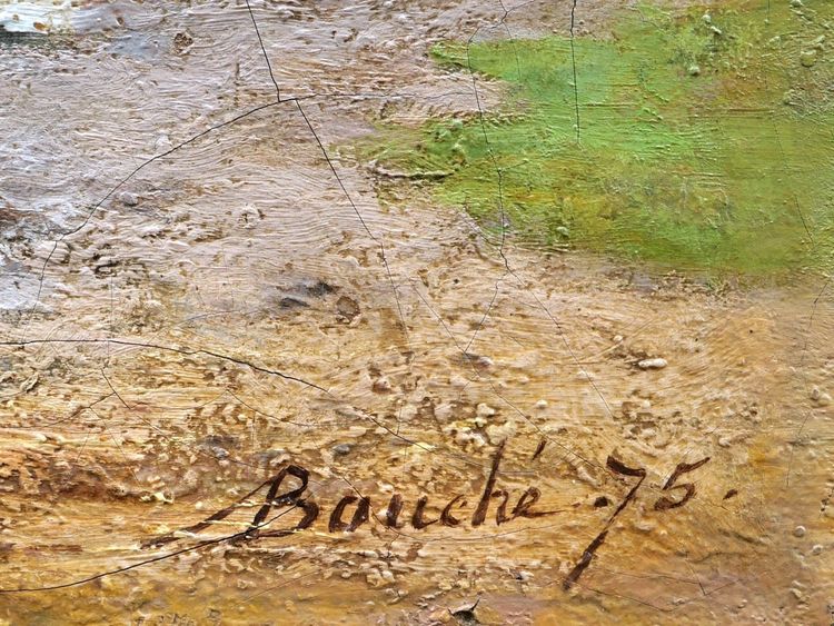 Louis Alexandre BOUCHÉ, „Bäuerin und Kühe an der Tränke“, Gemälde