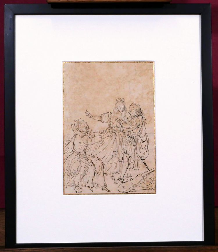 École FRANÇAISE du XVIIIème siècle, Scène interlope, dessin ancien