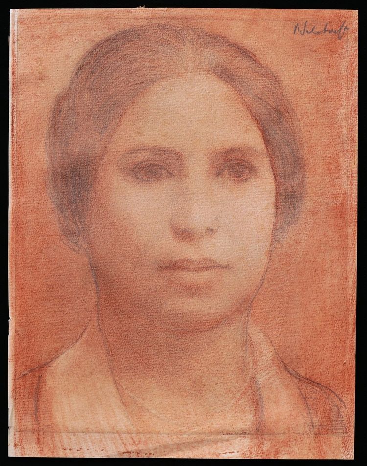 Französische, russische oder deutsche Schule, um 1920, Frauenporträt, Rötelzeichnung