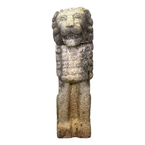 Ancient Stone Statue With Lion