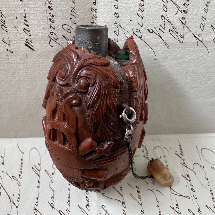 Corozo snuffbox, marine work, musical attributes, early 19th century