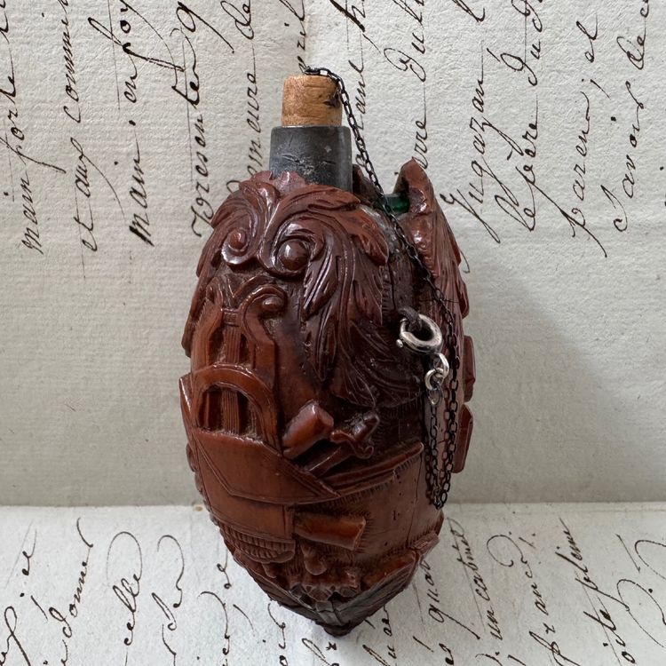 Corozo snuffbox, marine work, musical attributes, early 19th century