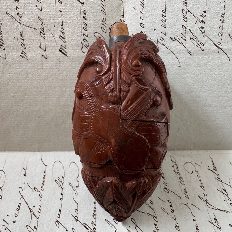 Corozo snuffbox, marine work, musical attributes, early 19th century