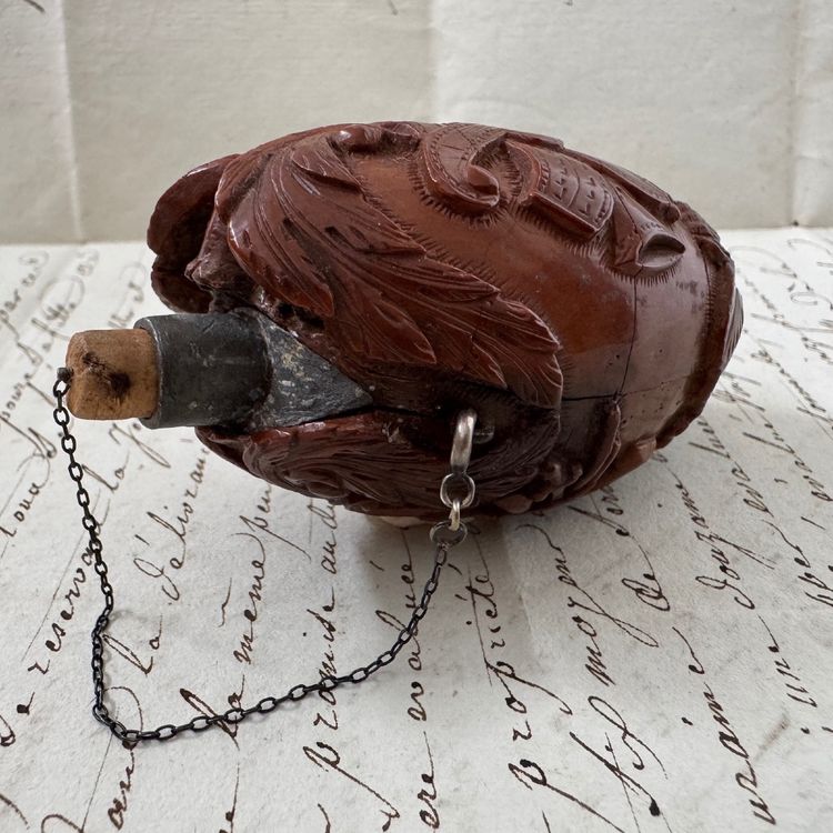 Corozo snuffbox, marine work, musical attributes, early 19th century
