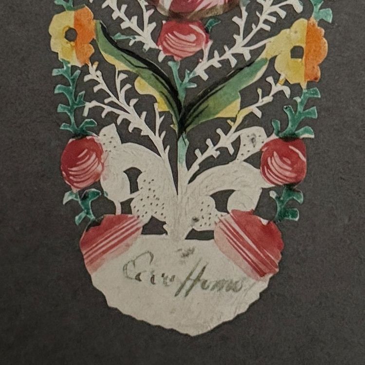 Canivet hand-painted gouache 18th-century decoration of a saint's paper lace
