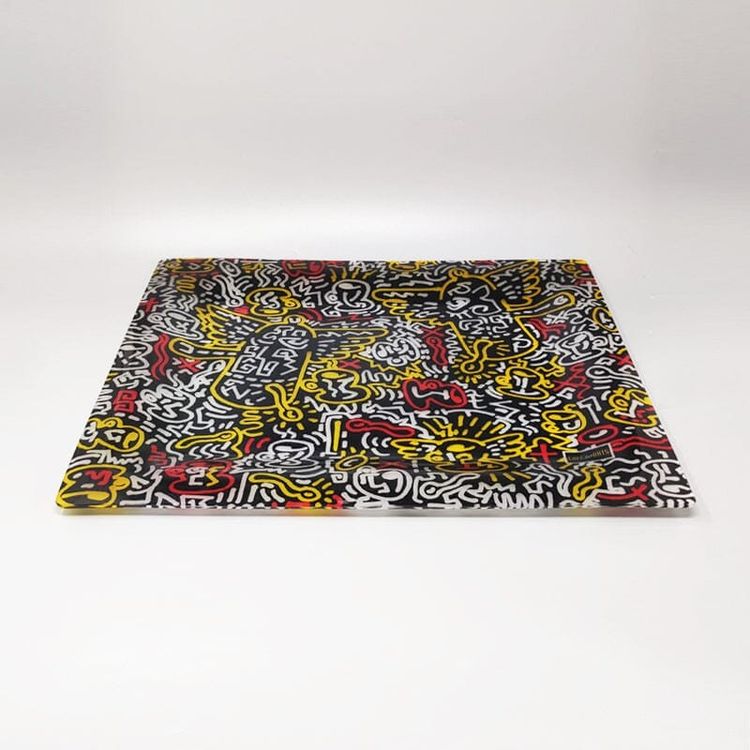 Vassoio da portata in stile Pop Art anni '90 di Keith Haring, prodotto da Café des Arts.