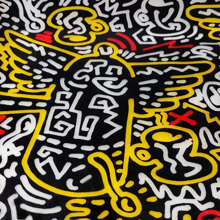 Vassoio da portata in stile Pop Art anni '90 di Keith Haring, prodotto da Café des Arts.