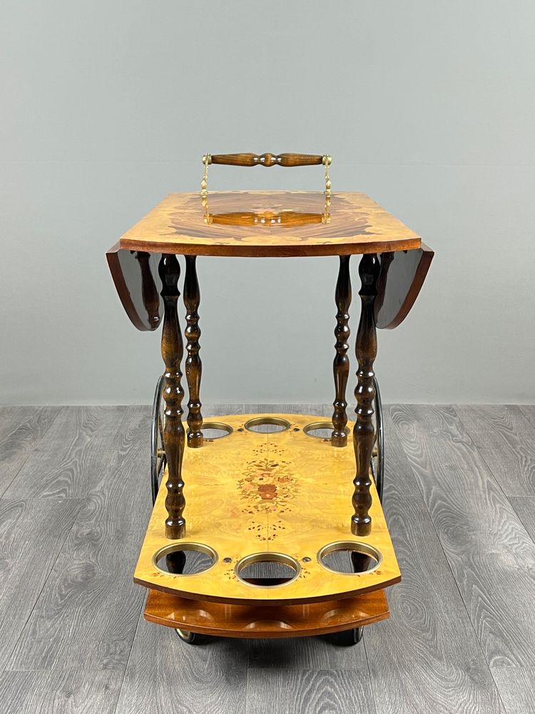 Table roulante de service en marqueterie, XXe siècle