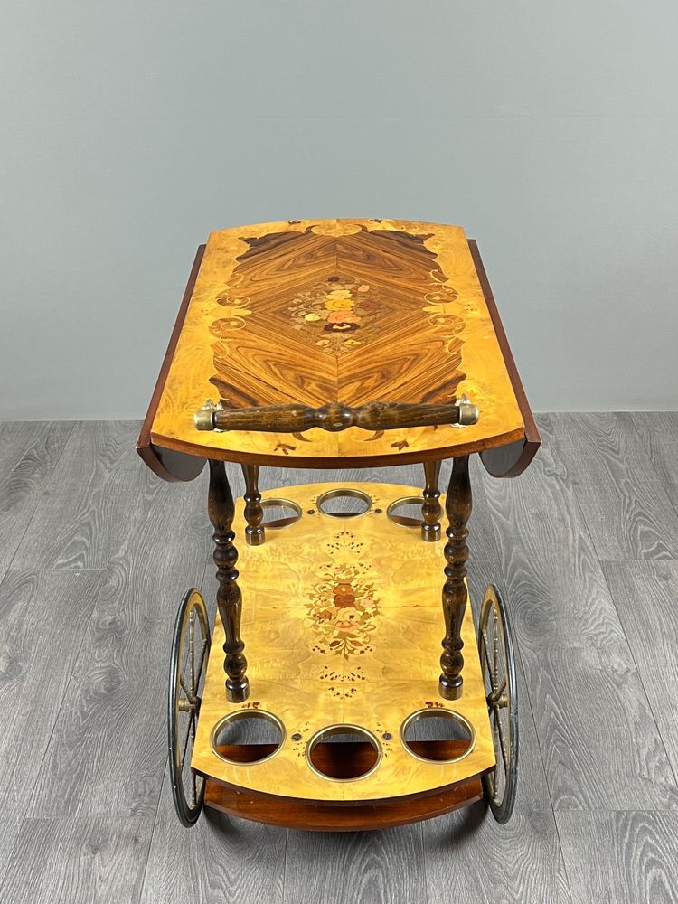 Table roulante de service en marqueterie, XXe siècle