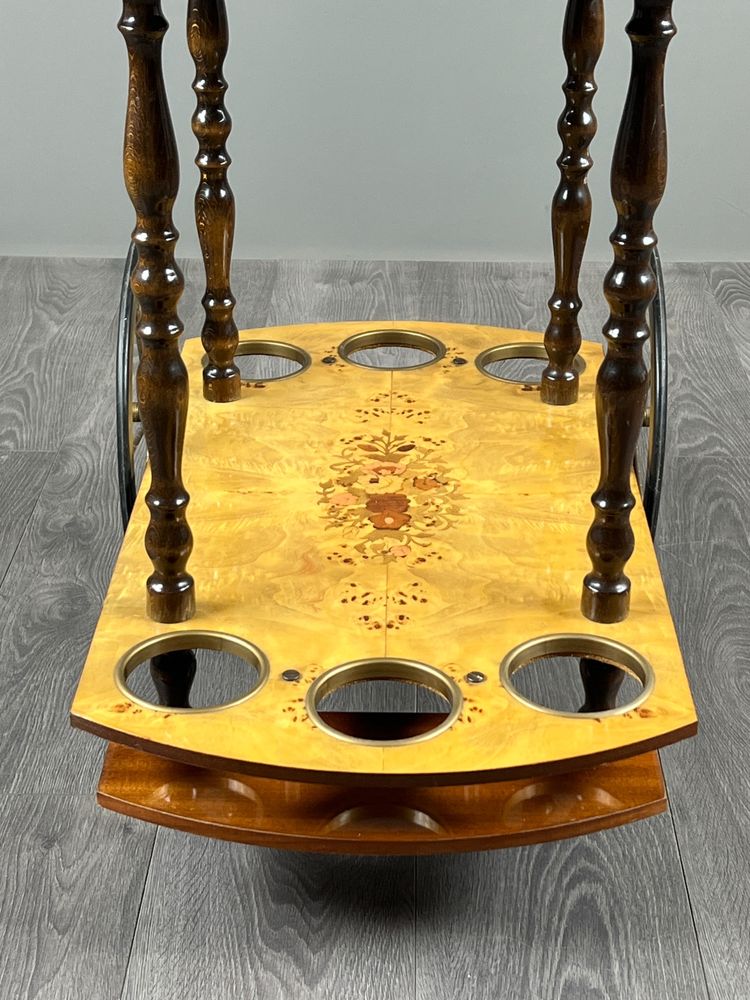 Table roulante de service en marqueterie, XXe siècle