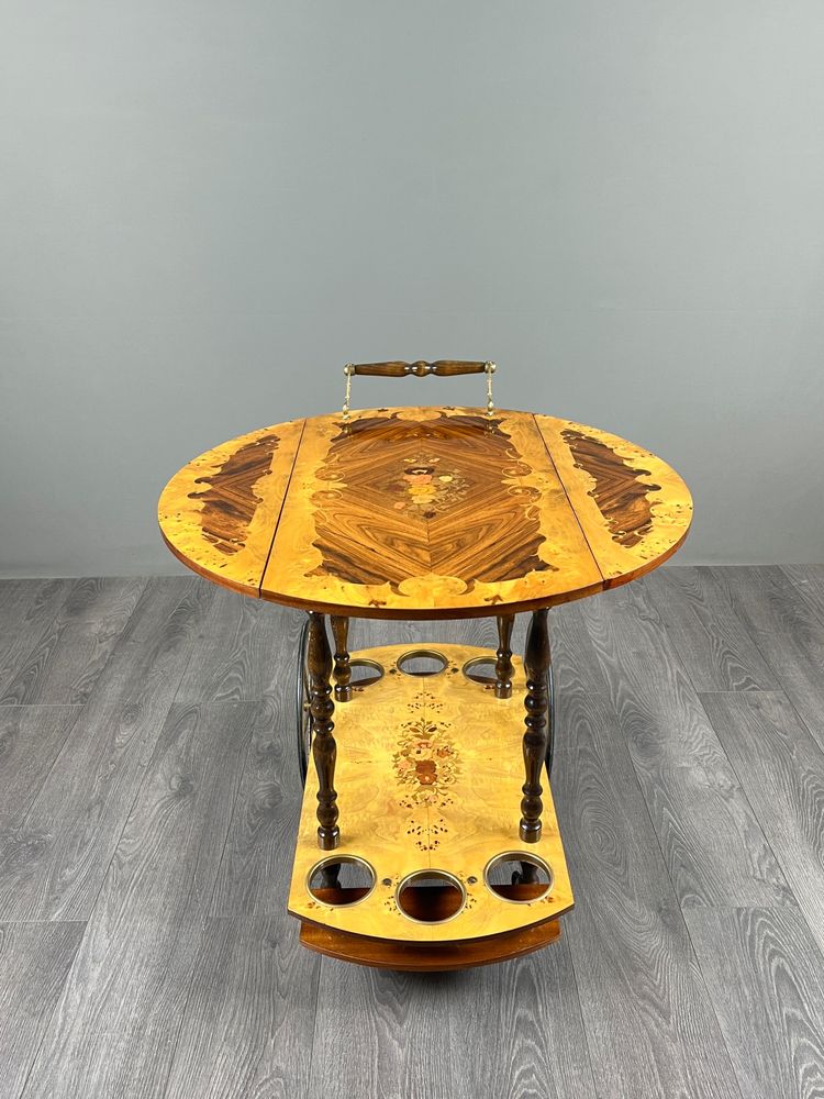 Table roulante de service en marqueterie, XXe siècle