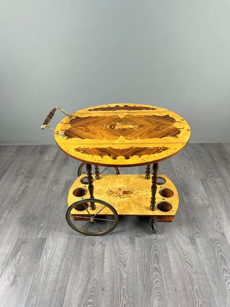 Table roulante de service en marqueterie, XXe siècle