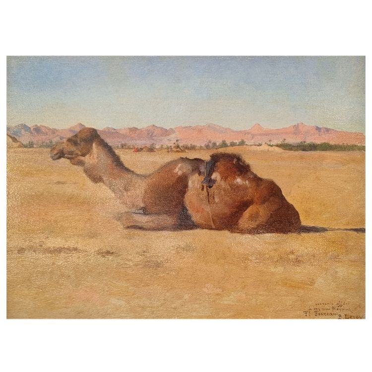 Paul LEROY - Paysage d'Afrique du Nord avec une dromadaire