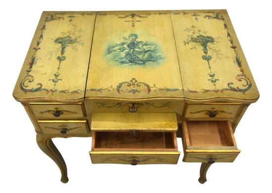Toeletta Veneziana Stile Luigi XV Con Decoro Putti In Grisaille