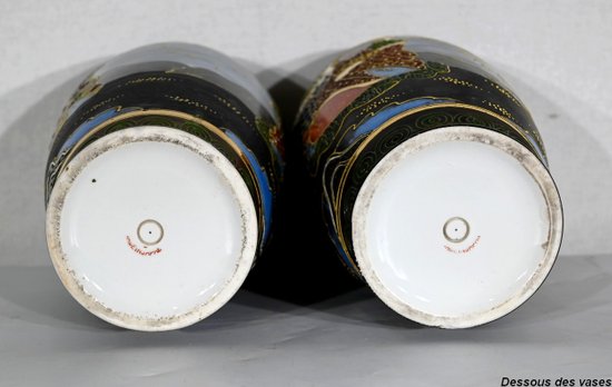 Pair of Satsuma Vases in Japanese Porcelain - Early XXth