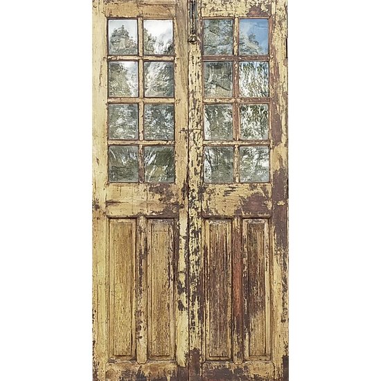 Antica porta in teak smaltato del 19° secolo nella sua patina originale Porte in legno