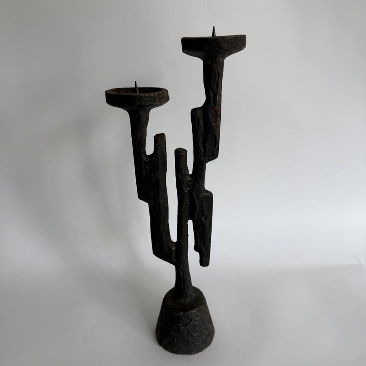 Horst Dalbeck – Brutalist two-armed cast iron candlestick