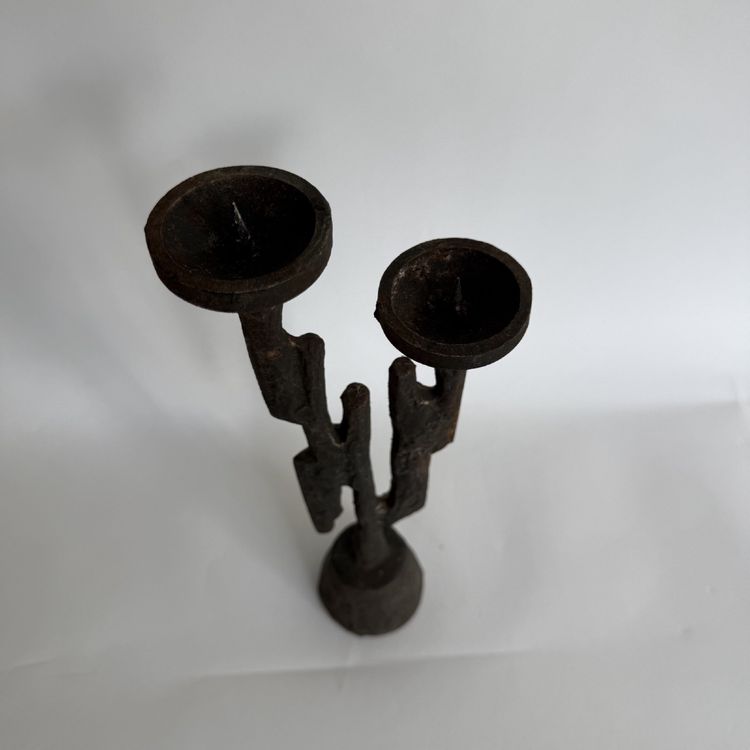 Horst Dalbeck – Brutalist two-armed cast iron candlestick