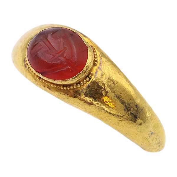 Bague jonc intaille romaine en or 22,6 karats, Antiquités romaines