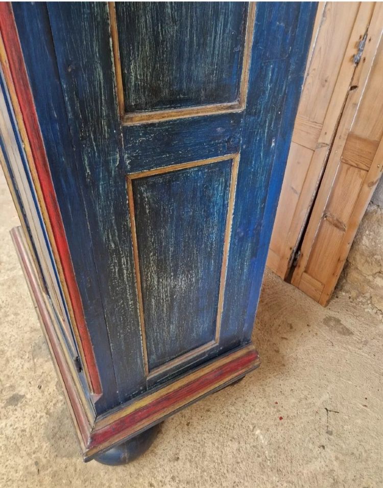 Antique Bavarian-style Painted Wardrobe Cupboard