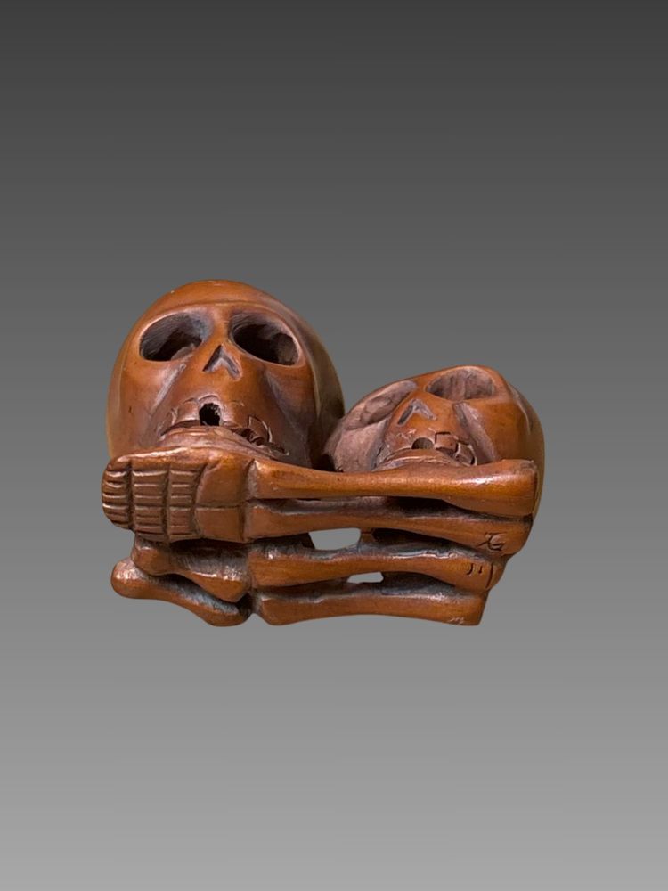 Netsuke con teschi, Giappone, era Meiji, XIX secolo