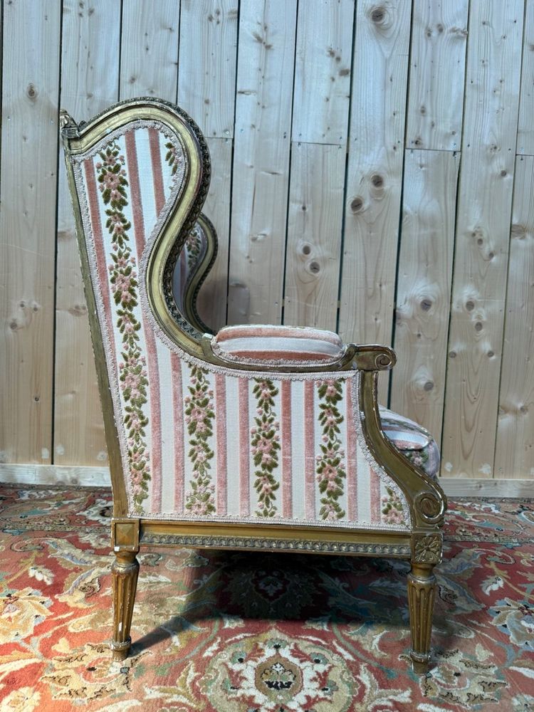 Armchair - Louis XVI style wing chair "JANSEN"
