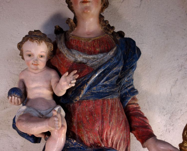 Large Immaculate Virgin in polychrome wood
