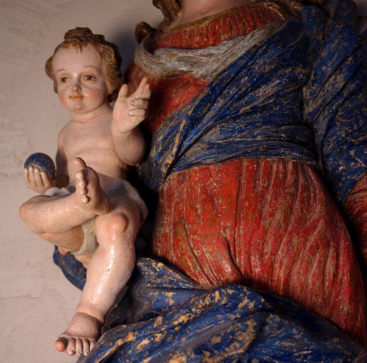 Large Immaculate Virgin in polychrome wood