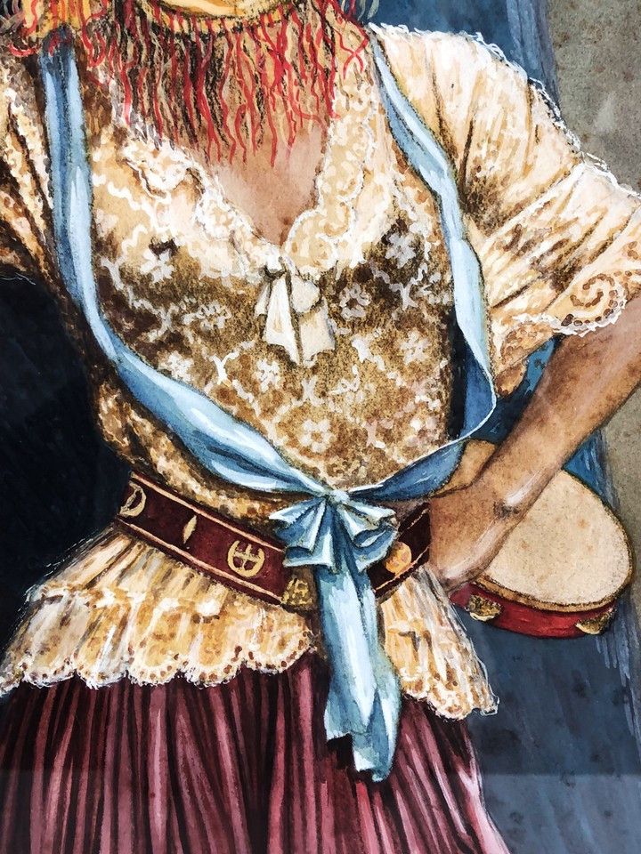 WATERCOLOR/GOUACHE ON PAPER AND UNDER GLASS BY SAINT MARC LEVIER "THE DANCER"